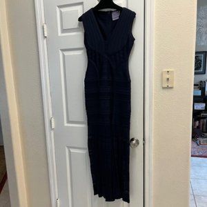 Herve Leger Bandage Dress Floor Length Gown Navy Blue Medium